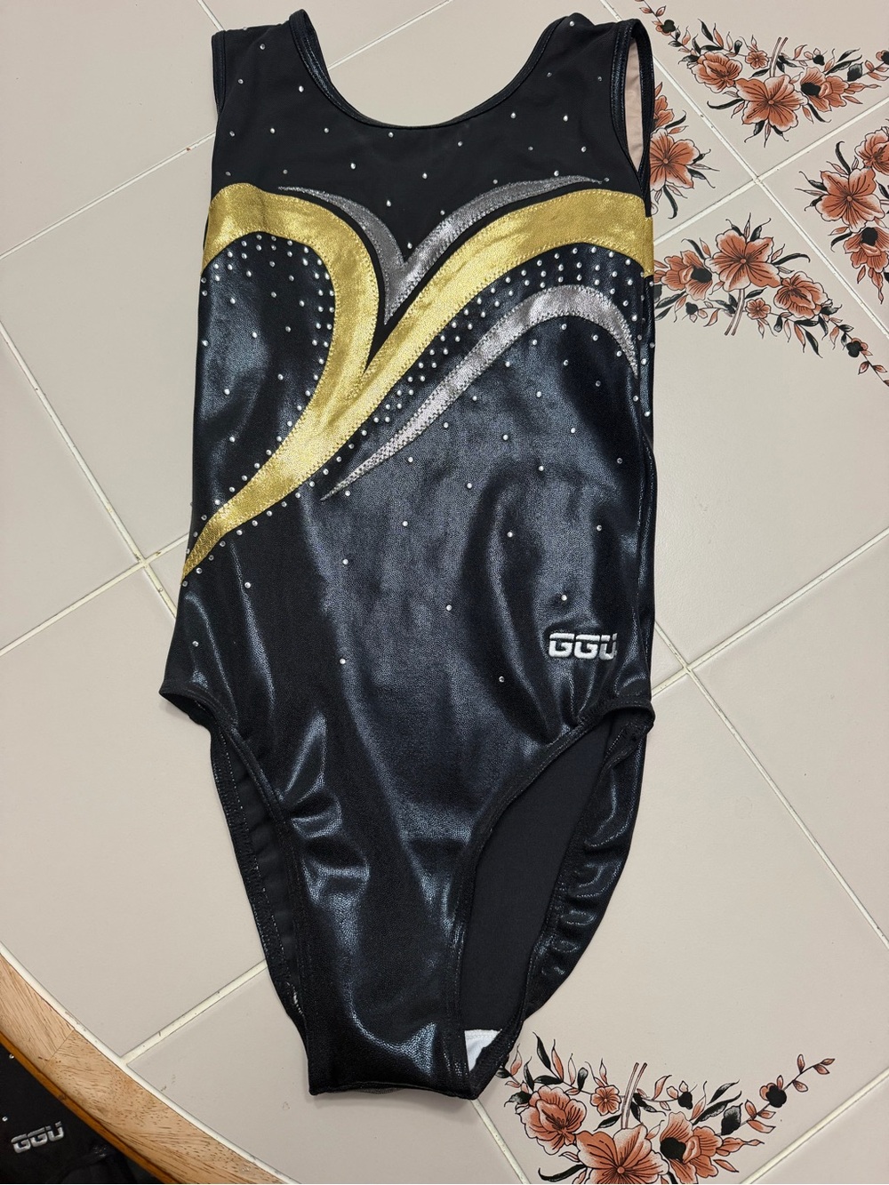 Kids black gymnastics leotard